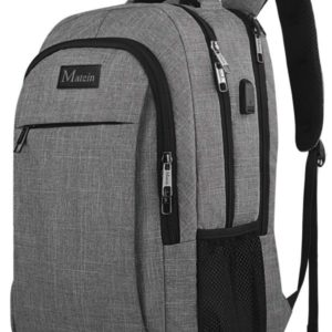Best travel backpack for laptop, anti theft and water resistant, shown in dark grey