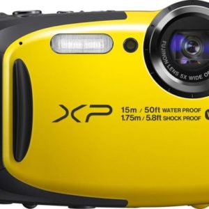 Bright yellow FujiFilm Digital Waterproof camera