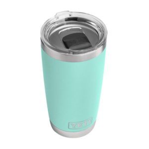 Teal Yeti 20 oz. Tumbler insulated cup, with lid on white background