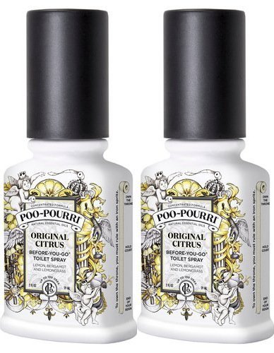 2, 2 oz. spray bottles of Poo-Pourri in the original scent (citrus).