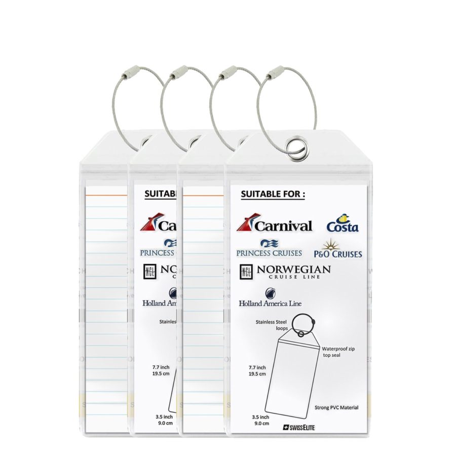 Set of 4 clear luggage tags to put your cruise ship specific tag in.