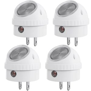Set of 4 nightlights that automatically go on when it becomes dark. All in white plastic housing.