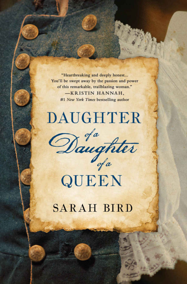 Cover of the book Daughter of a Daughter of a Queen. Partial Buffalo Soldier jacket next to a lace blouse with the title of the book on a yellower paper that has been burnt on the edges.
