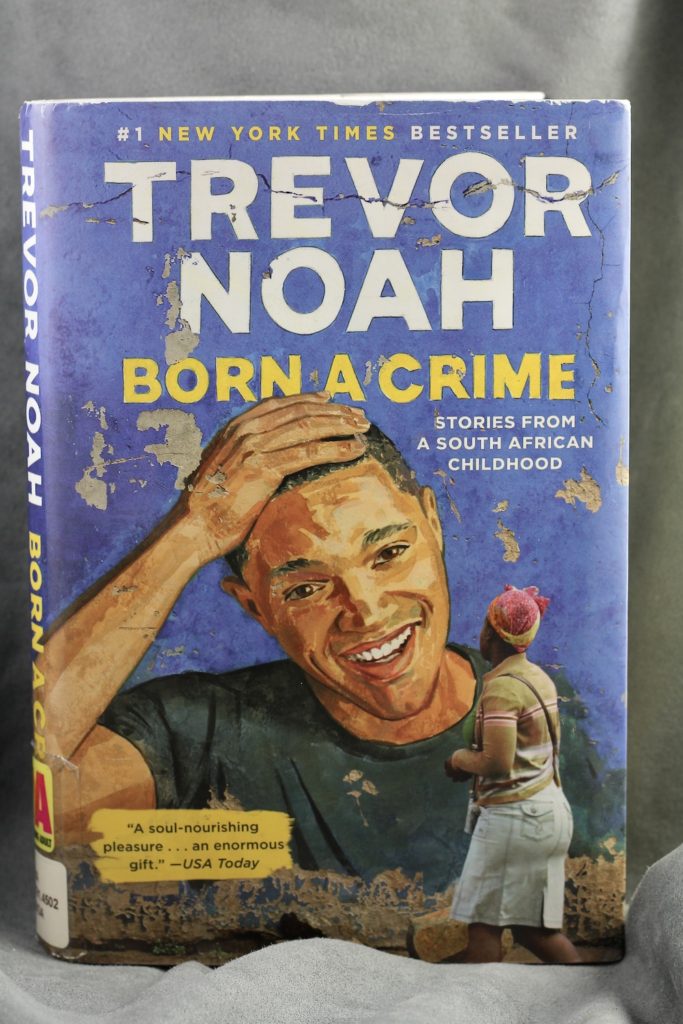 Hardcover of Born a Crime by Trevor Noah, in a lightbox